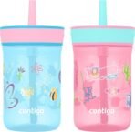 Contigo Leighton Kids Water Bottle, 2-Pack, 14oz, Spill-Proof, Blue Raspberry/Azalea & Butterlies/Llamas, Dishwasher Safe Tumbler with Straw - Image 2
