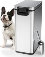 Courpal® Stainless Steel Dog Food Storage Container - 20 LB / 15 LB Dry Pet Food Container with Lids Airtight for Cat Dog Bird - 15L / 4 Gal Stackable Metal Large Sealed Animal Food Bin with Scoop - Image 2