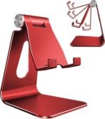 CreaDream Adjustable Cell Phone Stand, Phone Stand, Cradle, Dock, Holder, Aluminum Desktop Stand Compatible with Phone Xs Max Xr 8 7 6 6s Plus SE Charging, Accessories Desk,All Mobile Phones-Red - Image 2