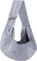 Dog Carrier Sling - Reversible Puppy Carrier Purse with Storage Pocket, Hand-Free Dog Sling Carrier for Carry Small Dogs and Cats, Travel Safety Harness, Dog and Cat Harness (Gray) - Image 2