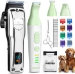 Dog Grooming Kit, Dog Clippers for Grooming for Thick Heavy Curly Coats, Professional Pet Paw Trimmer with Nail Grinder Low Noise Rechargeable Stainless Steel Hair Trimmer for Dogs Cats - Image 2
