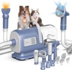 Dog Grooming Vacuum and Dryer Kit, Blower for Pet Vacuum Grooming 7 in 1 with Clippers for Dogs Hair Shedding Brush Remover Tools at Home Blue Grey - Image 2