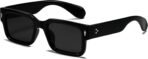 EYLRIM Square Frame Sunglasses for Women Men Trendy Chunky Rectangle Sun Glasses Black Shades UV400 Protection - Image 2