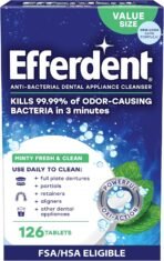 Efferdent Denture Cleaner Tablets – Dental Appliances, Aligners, Mouth Guard, and Retainer Cleaner Tablets, Minty Fresh & Clean, 126 Count - Image 2