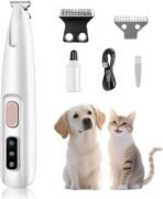 Electric Paw Trimmer for Dogs & Cats - Quiet Rechargeable Clipper with LED Light, 2 Wide Blades, Waterproof for Paws, Ears, Face, Rump - Multifunctional Pet Grooming Tool - Image 2