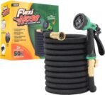 Flexi Hose Expandable Garden Hose with 8 Function Nozzle, 50FT - Lightweight Retractable Garden Hose, Water Hose - No-Kink Flexibility, 3/4 Inch Solid Brass Fittings and Double Latex Core - Image 2