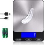 Food Scale -33lb Digital Kitchen Scale for Food Ounces Grams Rechargeable 304 Stainless Steel,Batteries and Type-C Charging | Perfect for Meal Prep, Cooking, and Baking, Black - Image 2