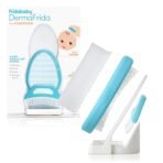 Frida Baby The 3-Step Cradle Cap System, DermaFrida The FlakeFixer, Sponge, Brush, Comb and Storage Stand for Babies with Cradle Cap, White-Blue - Image 2