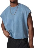 GORGLITTER Men's Dolman Sleeve Crop Vest Top T Shirts Crewneck Loose Pullover Tank Tops - Image 2