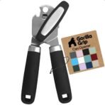 GORILLA GRIP Heavy Duty Stainless Steel Smooth Edge Manual Can Opener and Bottle Openers, US Designed, Soft Comfortable Handle, Oversized Handheld Turn Knob, Multifunctional Kitchen Tool, Black - Image 2