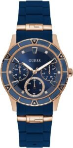 Guess Women's Gold-Tone + Iconic Red Stain Resistant Silicone Watch - Image 2