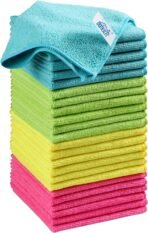 HOMEXCEL Microfiber Cleaning Cloth, 24 Pack Cleaning Rags, Cleaning Towels with 4 Color Assorted, 11.5"X11.5"(Green/Blue/Yellow/Pink) - Image 2