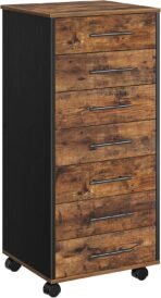 HOOBRO 7-Drawer File Cabinet, Wooden Office Cabinet with Drawers, Mobile Storage Filing Drawer for Home Office, Study, Easy Assembly, Rustic Brown and Black BF07WJ01 - Image 2