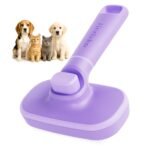 Hertzko Self Cleaning Slicker Brush for Dogs and Cats - Pet Hair Brush for Shedding Long and Short Hair - Easy Clean Retractable Bristles - Cat and Dog Grooming Tool - Purple - Image 2