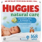 Huggies Natural Care Cucumber, Aloe and Vitamin E Baby Wipes, Hypoallergenic, Scented, 3 Flip-Top Packs (168 Wipes Total), Packaging May Vary - Image 2