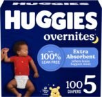 Huggies Size 5 Overnites Baby Diapers: Overnight Diapers, Size 5 (27+ lbs), 100 Ct (2 Packs of 50), Packaging May Vary - Image 2
