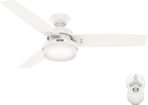 Hunter 52 inch Indoor Ceiling Fan with LED Light and Remote Control - Standard Mount White Ceiling Fan, 3 Blades, For Bedroom, Living Room, or Kitchen - Sentinel 59169, Fresh White - Image 2