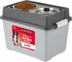 IRIS USA Elevated Dog Bowls, 15" H Raised Bowl for Large Dogs, Airtight Pet Food Storage Holds Up to 47 Lbs, 2 Removable 64 oz Stainless Steel Bowls, at Home or Camping, Dark Gray - Image 2
