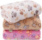 LINENLUX 1 Pack 3 Blankets Super Soft Fluffy Premium Fleece Dog Blankets for Puppy Cat Pet Blanket Flannel Throw Warm Sleep Dog Paw 23x16 inches - Image 2
