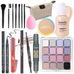 Makeup Set Full Kit for Girls Teens Women, Makeup Present Set, Includes Eyeshadow, Foundation, Blusher, Eyebrow Pencil, Mascara, Eyeliner, Brushes, Lip Gloss, Sponge, Cosmetic Bag - Image 2