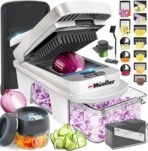 Mueller Pro-Series All-in-One, 12 Blade Mandoline Slicer for Kitchen, Food Chopper, Vegetable Slicer and Spiralizer, Cutter, Dicer, Grater, Kitchen Gadgets Sets with Container, White Sand/Gray - Image 2