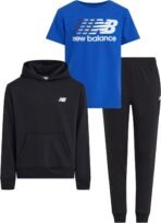 New Balance 3Pc Sweatsuit for Boys & Toddlers - Pullover Hoodie, T-Shirt, Jogger, Kids Soft Cotton Blend Fleece (2T-12) - Image 2