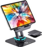 OCYCLONE iPad Stand, 360° Rotating Adjustable Foldable iPad Tablet Holder for Desk Compatible with 4" - 15.6" Tablet iPad Portable Monitor Stand, Black - Image 2