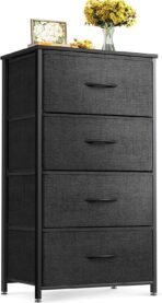 ODK Dresser for Bedroom with 4 Storage Drawers, Small Dresser Chest of Fabric Drawers with Sturdy Steel Frame for Small Space, Wood Top, Black - Image 2
