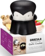 OTOTO Gracula Garlic Crusher, Garlic Mincer, Also for Ginger, Nuts, Chili, Herbs - Twist Top Mincer & Easy Squeeze Manual Press Peeler, Goth Gifts - Image 2