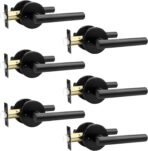 Orger 6 Pack Black Door Handles Interior, Privacy Matte Black Door Handles for Bedroom and Bathroom, Door Levers Reversible for Left & Right, 304 Satinless Steels Keyless Locks for Doors - Image 2