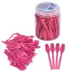 PANA 100pcs Brand Cosmetic Make Up Disposable Plastic 2.5" Spatulas Skin Care Facial Cream Mask Spatula (100 Pieces in a Container) (PINK) - Image 2