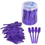 PANA 100pcs Brand Cosmetic Make Up Disposable Plastic 2.5" Spatulas Skin Care Facial Cream Mask Spatula (100 Pieces in a Container) (PURPLE) - Image 2