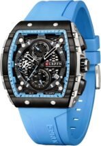 PASOY Luxury Chronograph Watches for Mens Rubber Strap Black Waterproof Date Analog Quartz Watch - Image 2