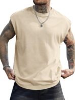 PLEPAN Men's Muscle Sleeveless Tank Tops Cut Off Fashion T Shirts Workout Gym Tee Shirts - Image 2