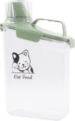Pet Food Storage Container with Measuring Cup and Pour Spout - Airtight, Leakproof, Portable Cat Food Dispenser - Green - Image 2
