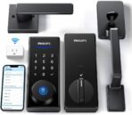 Philips Wi-Fi Smart Lock with Handle, Keyless Entry Keypad Door Lock with Handle, Front Door Deadbolt Set with WiFi Gateway, App Control, Fingerprint Unlock, PIN Code Unlock, Auto Locking - Image 2
