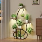 Plant Stand Indoor with Grow Lights, 6 Tiered Corner Plant Shelf , 47'' Plant Stands for Multiple Plants, Metal Curve Shaped Plant Holder Display Rack , Flower Stands for Living Room Patio Home Decor - Image 2