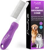 Poodle Pet Detangling Pet Comb with Long & Short Stainless Steel Teeth for Removing Matted Fur, Knots & Tangles – Detangler Tool Accessories for Safe & Gentle DIY Dog & Cat Grooming - Image 2