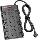 Power Strip, SUPERDANNY Surge Protector with 22 AC Outlets and 6 USB Charging Ports, 1875W/15A, 2100 Joules, 6.5Ft Flat Plug Heavy Duty Extension Cord for Home, Office, Dorm, Gaming Room, Black - Image 2