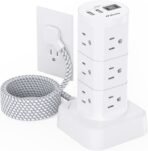 Power Strips with Surge Protection, Flat Plug Power Strip with 12 Outlets 4 USB Ports, Charging Station Tower 1875W/15A 1080J 6Ft Extension Cord with Multiple Outlets, Office Supplies, Dorm Essentials - Image 2
