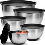 Priority Chef Premium Mixing Bowls With Lids Set, Airtight Lids, Thicker Stainless Steel, Non-Slip Base, 5 Nesting Steel Bowls for Kitchen, Large Prep Metal Bowl Set 1.5/2/3/4/5 Qt, Black - Image 2