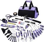 Purple Tool Set,223-Piece Tool Sets for Women,Tool Kit with 13-Inch Wide Mouth Open Purple Tool Bag,The Basic Tool Set is Perfect for Home Maintenance (PURPLE) - Image 2
