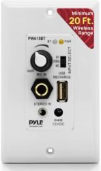 Pyle Wireless BT Receiver Wall Mount - 100W In-Wall Audio Control Receiver w/ Built-in Amplifier, USB/Microphone/Aux (3.5mm) Inputs, Speaker Terminal Block, Connect 2 Speakers, White - PWA15BT - Image 2