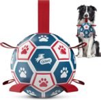 QDAN Dog Balls, World Cup Soccer Ball with Straps, Durable Herding Balls for Small Medium Pet, Puppy Birthday Gifts, Dog Water Toy, Pet Toys Puppy Ball (6 Inch) - Image 2