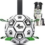 QDAN Dog Toys Dog Balls, World Cup Dog Soccer Ball with Straps, Dog Birthday, Herding Ball, Durable Balls for Small Medium Pet, Puppy Outdoor Toy (6 Inch) - Image 2