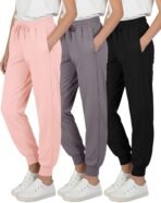 Real Essentials 3 Pack: Girls' Dry-Fit Jogger Sweatpants - Kids Teens Running Athletic Pants with Pockets (Sizes: 4-16) - Image 2