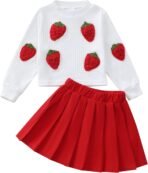 Renotemy Toddler Baby Girl Fall Winter Skirt Set Sweatshirt Pleated A-Line Dress Little Girls Clothes 2-Piece Outfits 18M-6T - Image 2