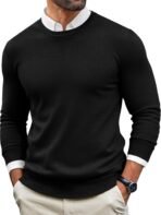 Runcati Mens Crewneck Sweaters Casual Knit Lightweight Dress Sweater Long Sleeve Slim Fit Fall Winter Pullover - Image 2
