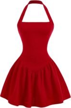 SHENHE Girl's Summer Fit and Flare Dress Halter Wedding Guest Party Flowy Short Dress - Image 2