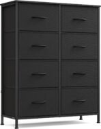 SONGMICS Dresser for Bedroom, Chest of Drawers, Steel, MDF, 8 Non-Woven Fabric Drawers, Storage Organizer Unit, Closet, Entryway, Ink Black and Ebony Black ULGS124B01S - Image 2